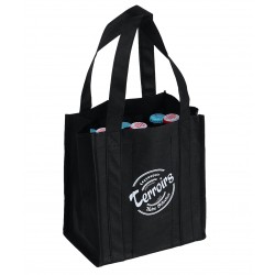 Porte 6 bouteilles 75cl en tissu noir 'TERROIR'