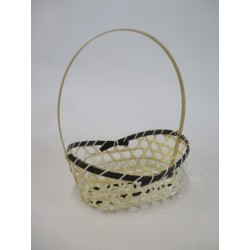 Panier bambou ajoure naturel /choco + 1 anse fixe