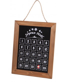 Tableau calendrier de l'avent en bois avec magnet Pere-Noel