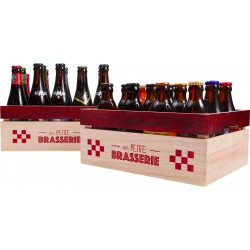 Caisse bois rouge 'MA PETITE BRASSERIE' 15 bieres Long Neck