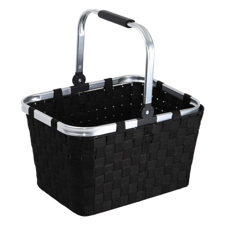 790N.jpg Panier en nylon noir armature en metal couelur alu