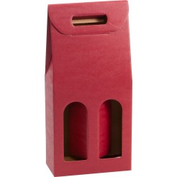 Etui carton coloris bordeau pour 2 bouteilles