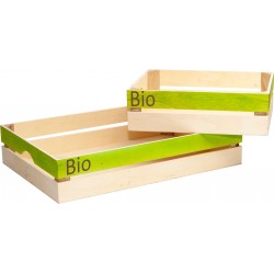 Cagette en bois naturel et vert logo Bio