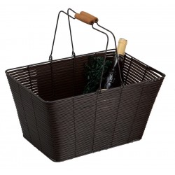 Panier metal tresse osier synthetique marron