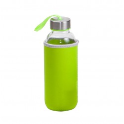 Bouteille en verre avec cordon et housse vert - gourde 400ml