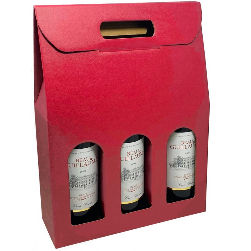 2136.jpg ETUI CARTON 3 BOUTEILLES COLORIS BORDEAU - MINI COMMANDE 30P