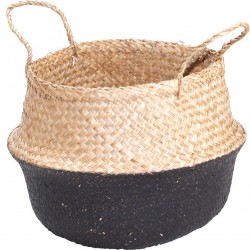 Panier rond jacynthe naturel et noir