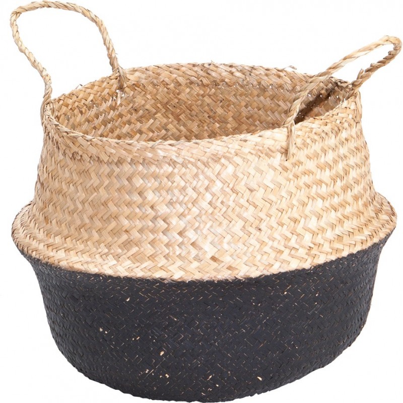 Panier rond jacinthe naturel et noir