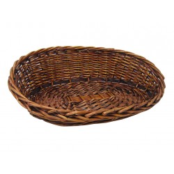 CORBEILLE OVALE OSIER PLEIN MARRON ASYMETRIQUE