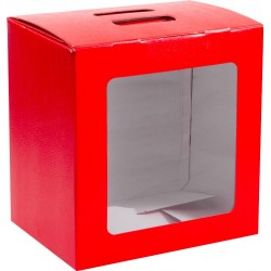 Coffret carton avec fenetre effet cuir rouge