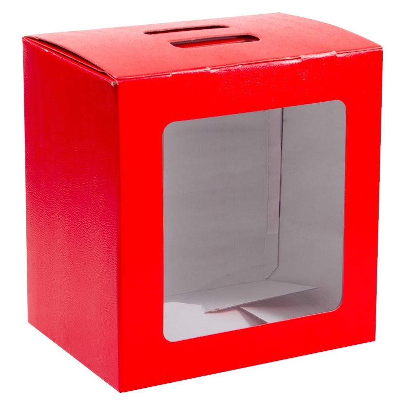 2998.jpg Coffret carton avec fenetre effet cuir rouge