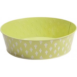 CORBEILLE RONDE EN METAL VERT MOTIF CACTUS