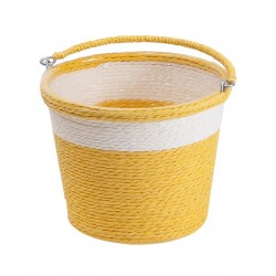 panier en papier tresse jaune double synthetique