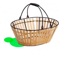 Panier ovale en metal et bambou naturel, 2 anses pliables