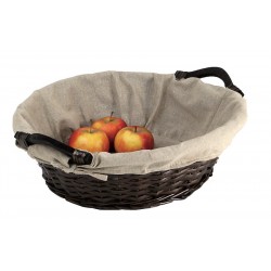Corbeille osier marron double tissu jute