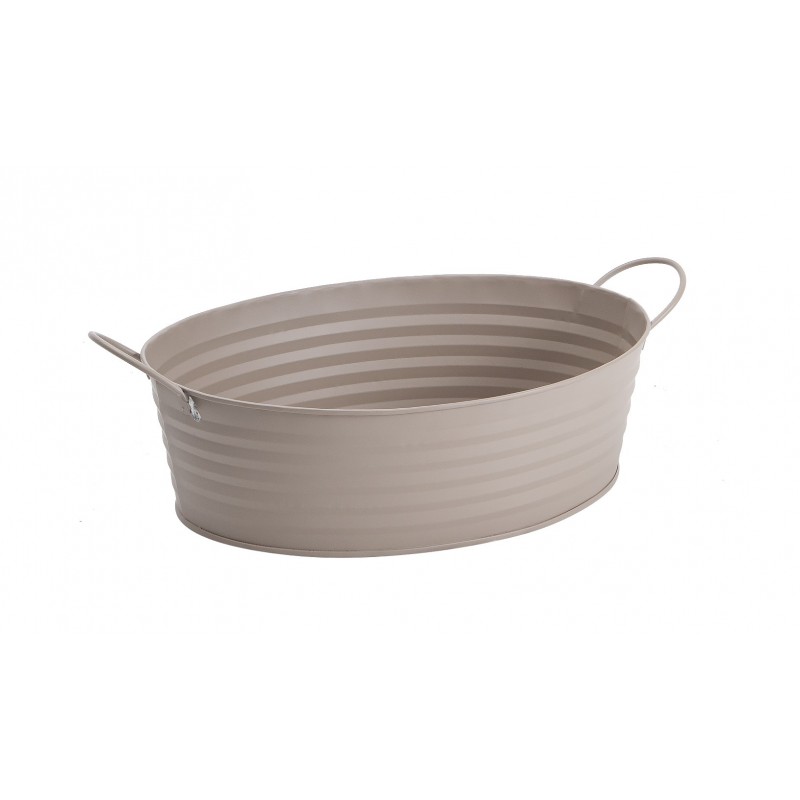 Corbeille en metal taupe et 2 poignees fixes