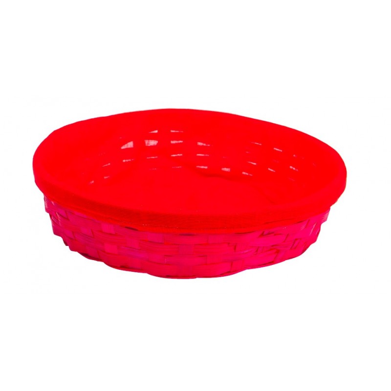 263X.jpg Corbeille ronde en bambou rouge double tissu rouge