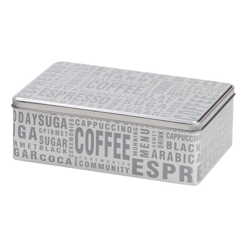 9137.jpg Boite a sucre en metal argente 'COFFEE'