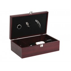 Coffret en bois 2 bouteilles avec3 accessoires