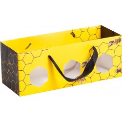 sac carton 3 fenetres deco abeilles/miel
