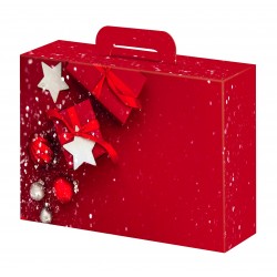 Valisette en carton UV rouge motif etoiles