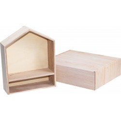 Etagere maison en bois naturel