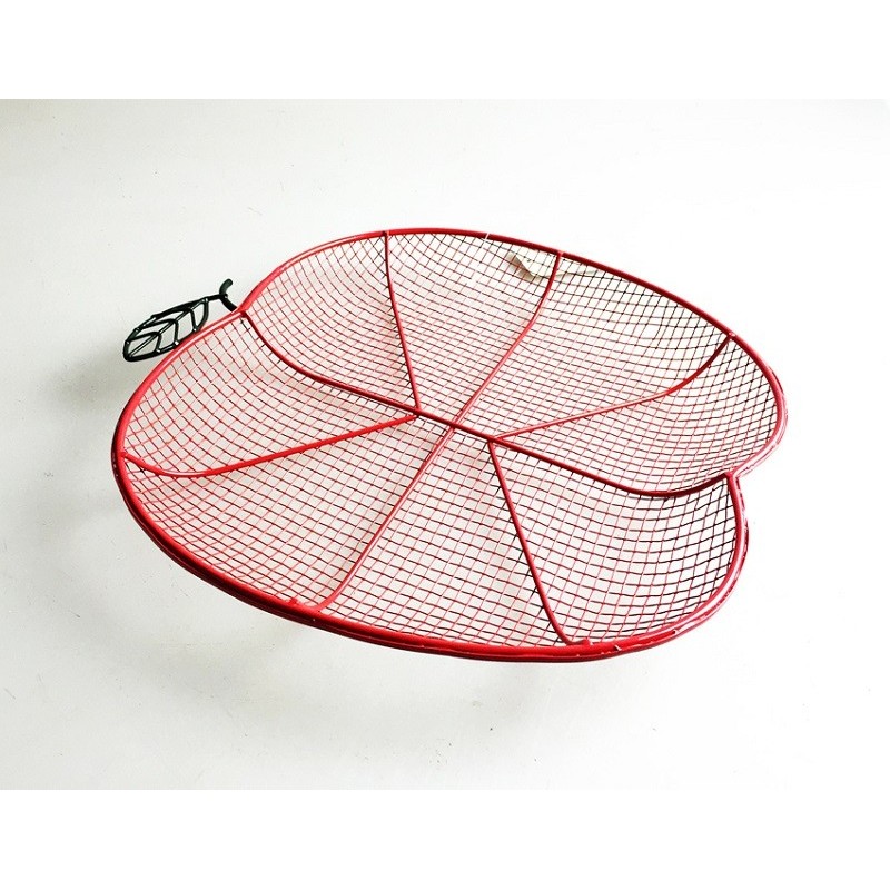 CORBEILLE METAL ROUGE FORME FRAISE