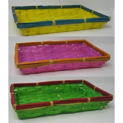 3 CORBEILLES BAMBOU COLOREES 3 COLORIS ASSORTIS