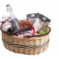 Panier ovale en eclisse osier naturel/noir 2 anses pliables