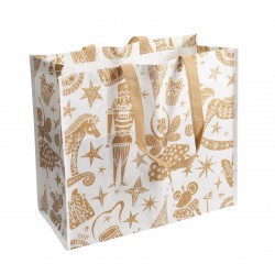 Cabas motifs jouets blanc et or 33L
