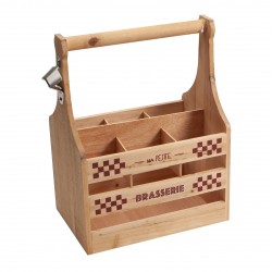 Porte 6 bouteilles de biere en bois avec decapsuleur