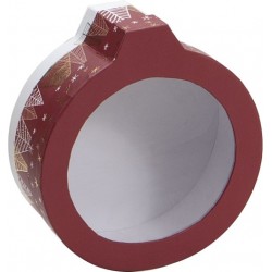 Boite carton FSC rouge avec dorure deco sapins + fenetre PVC