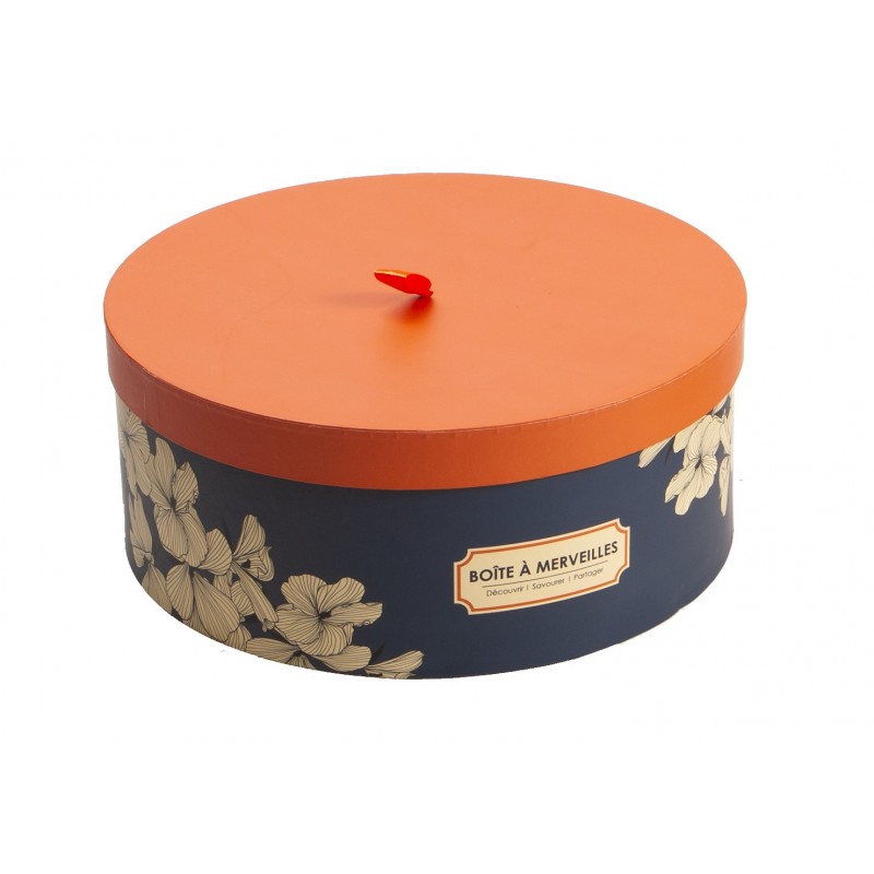 758M.jpg Boite ronde en carton bleu 'Boite a merveilles'