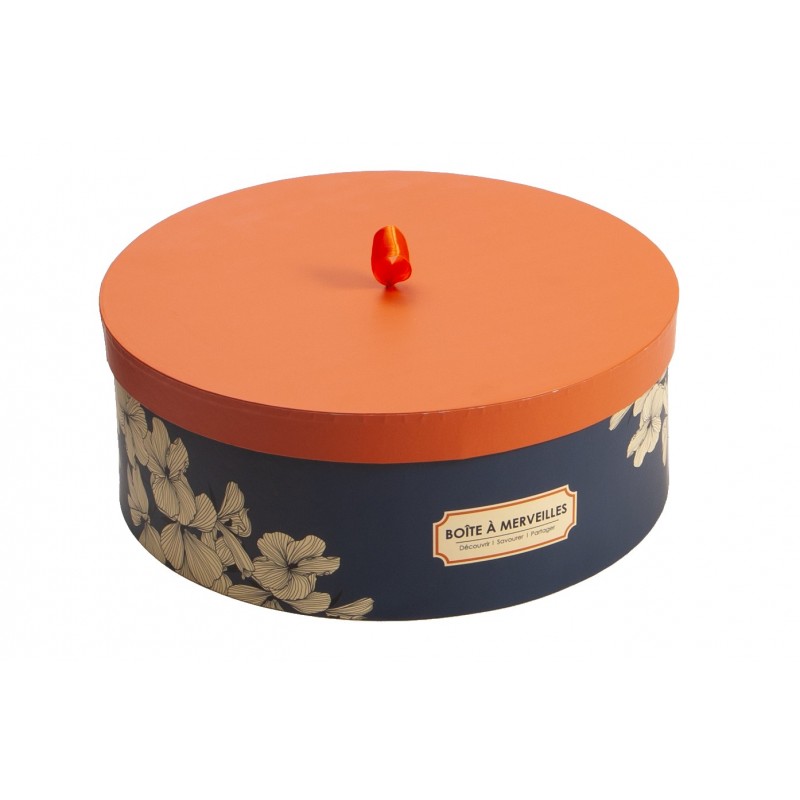 759M.jpg Boite ronde en carton bleu 'Boite a merveilles'