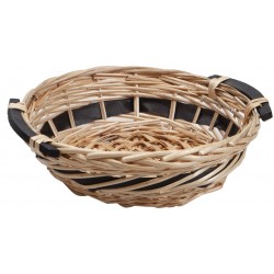 Corbeille ronde eclisse osier naturel/noir 2 anses pliables