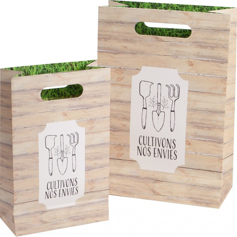 Sac en carton FSC naturel 'CULTIVONS NOS ENVIES'