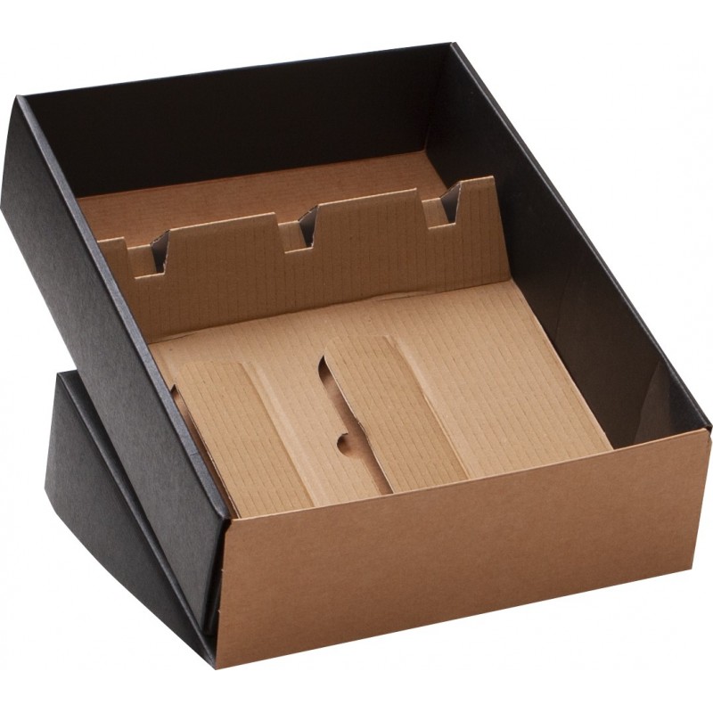 Coffret rectangulaire en carton noir pour 3 bouteilles – 28,5x35x9 cm
