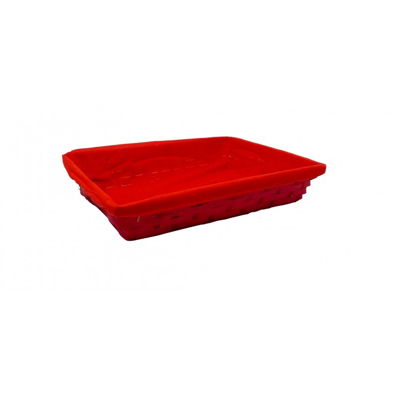 Corbeille en bambou rouge double tissu rouge