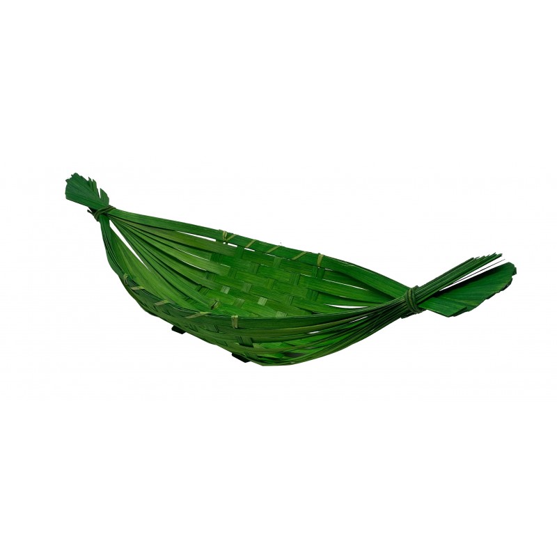 Corbeille gondole en bambou coloris vert