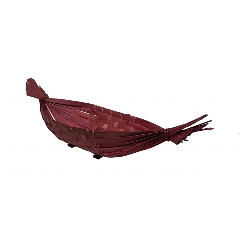 Corbeille gondole en bambou coloris rouge framboise