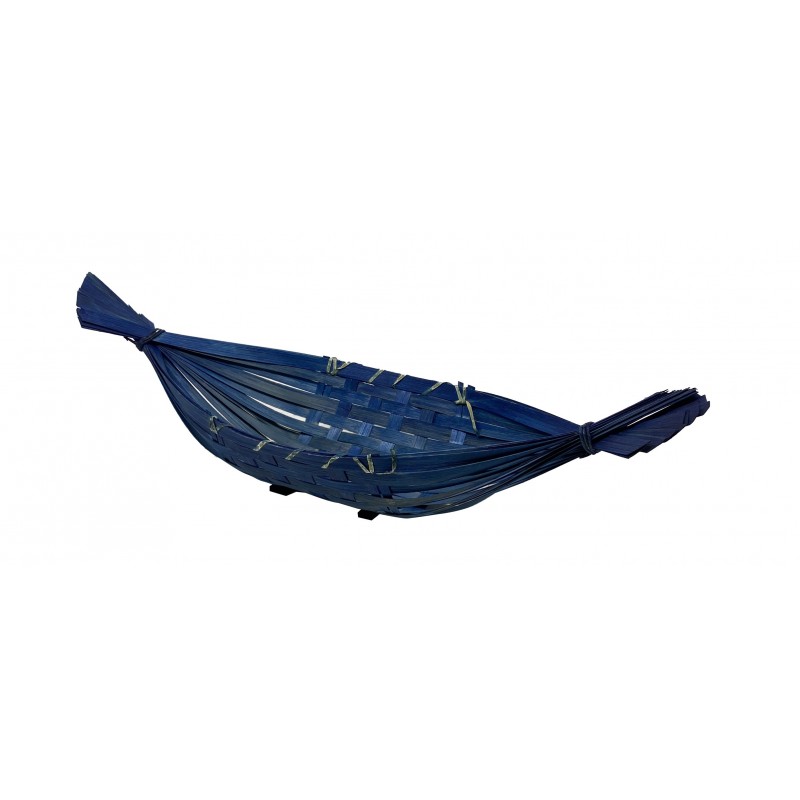 Corbeille gondole en bambou coloris bleu