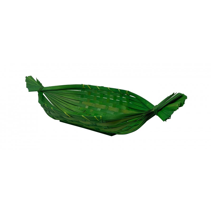 Corbeille gondole en bambou coloris vert clair