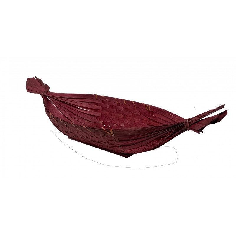 Corbeille gondole en bambou coloris rouge framboise