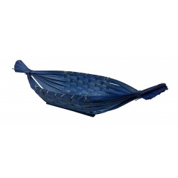 Corbeille gondole en bambou coloris bleu