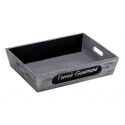 Corbeille en bois gris et ardoise 'Terroir Gourmand'