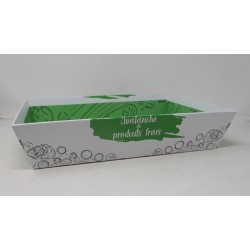 Corbeille carton FSC blanc et vert resistant au froid