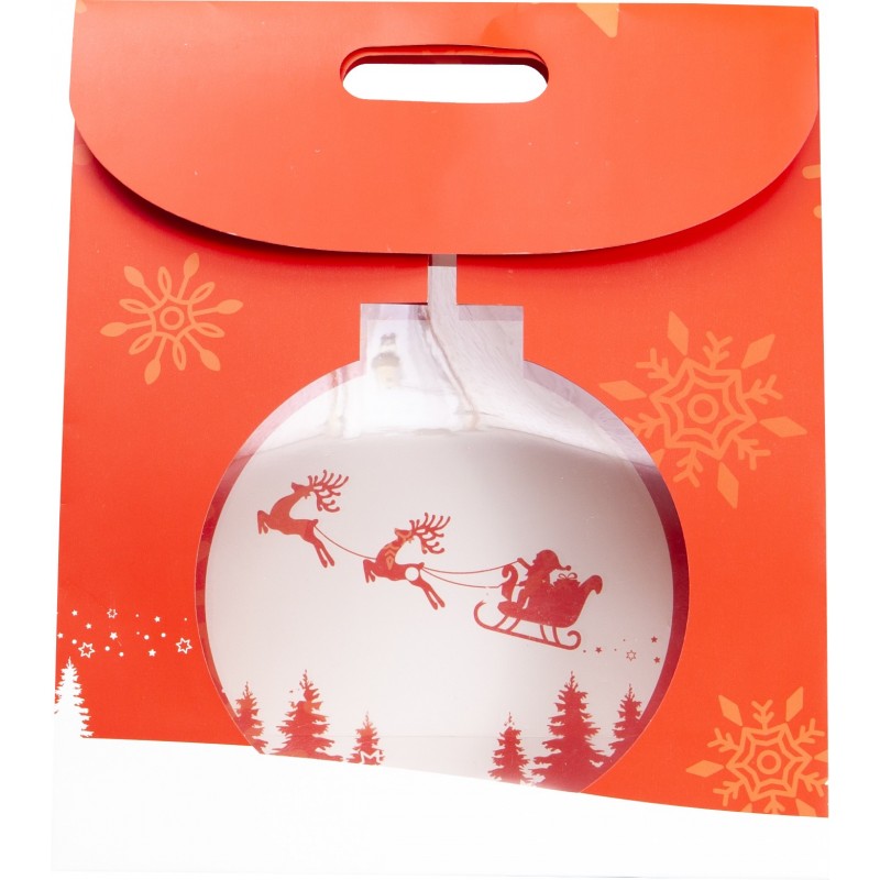 Sac carton FSC + fenetre PVC deco rouge Noel