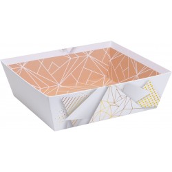 Corbeille carton blanc motif geometrique resitant au froid