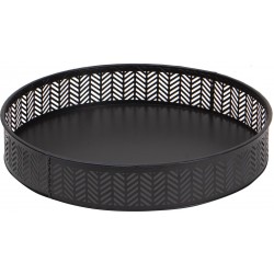 Plateau rond en metal noir ajoure