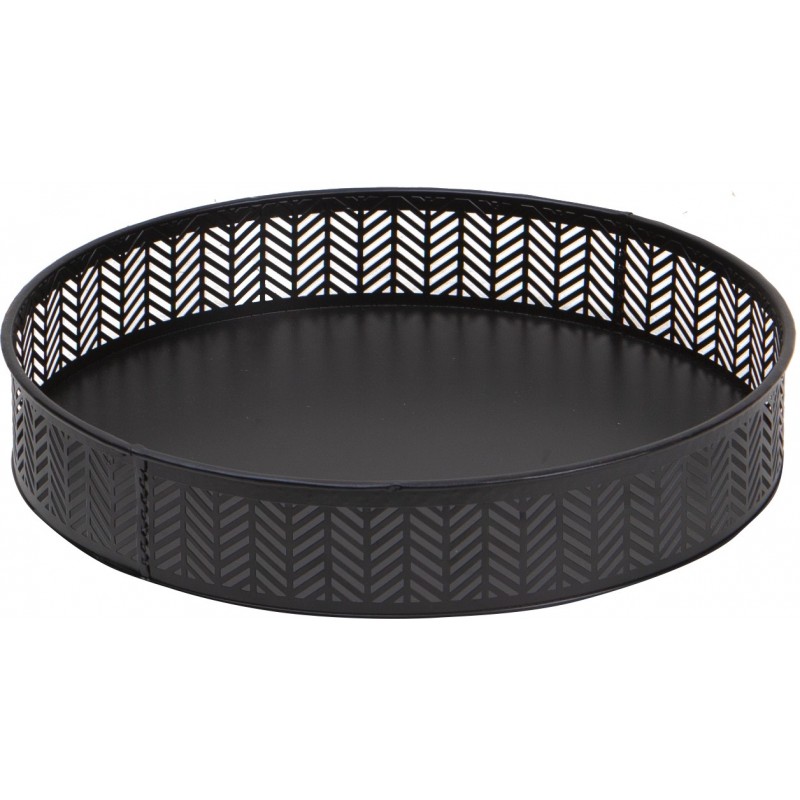 C188.jpg Plateau rond en metal noir ajoure